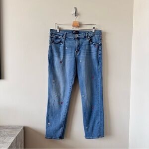 GAP-Floral Embroidered “Girlfriend” Jeans (Size:32)